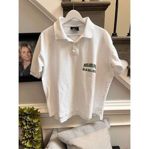 Vintage Logo Athletic Philadelphia Eagles White Embroidered Polo Shirt sz M